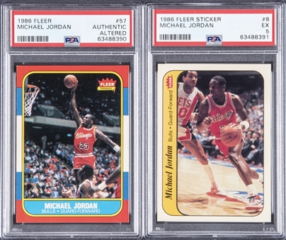 1986-87 Fleer Basketball Complete Set (132) Plus Stickers Set (11) – Including #57 Michael Jordan and #8 Jordan Sticker Rookie Cards